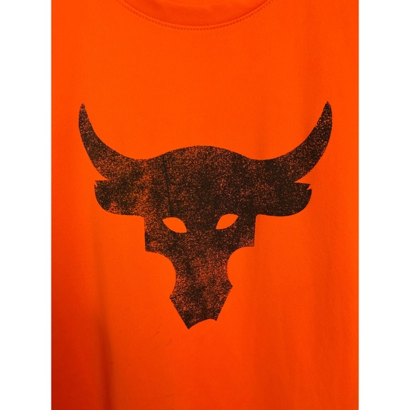 Under Armour Project Rock Youth Large‎ YLG Orange Bull Logo Graphic Tee - Picture 4 of 6